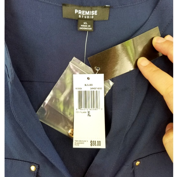 Sleeveless Blue Blouse V-Neck Top Shirt Work NWT - Picture 3 of 6